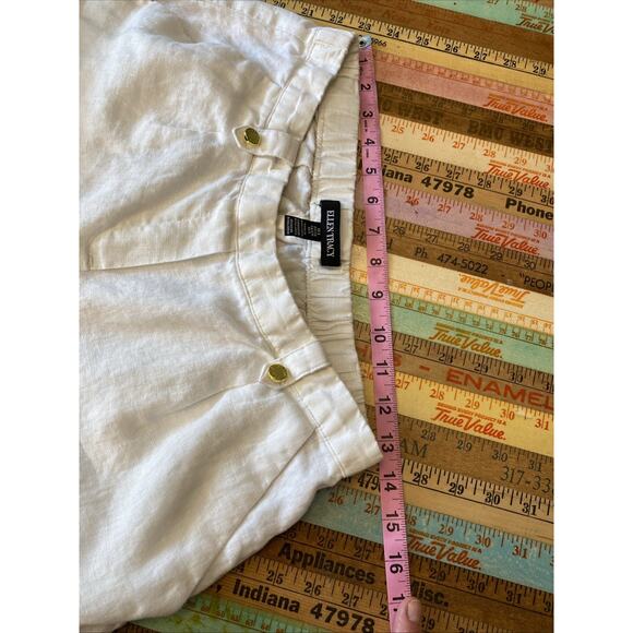 Ellen Tracy Women’s 100% Linen Wide Leg Crop Pant Size S White Pockets Boho - Picture 11 of 13
